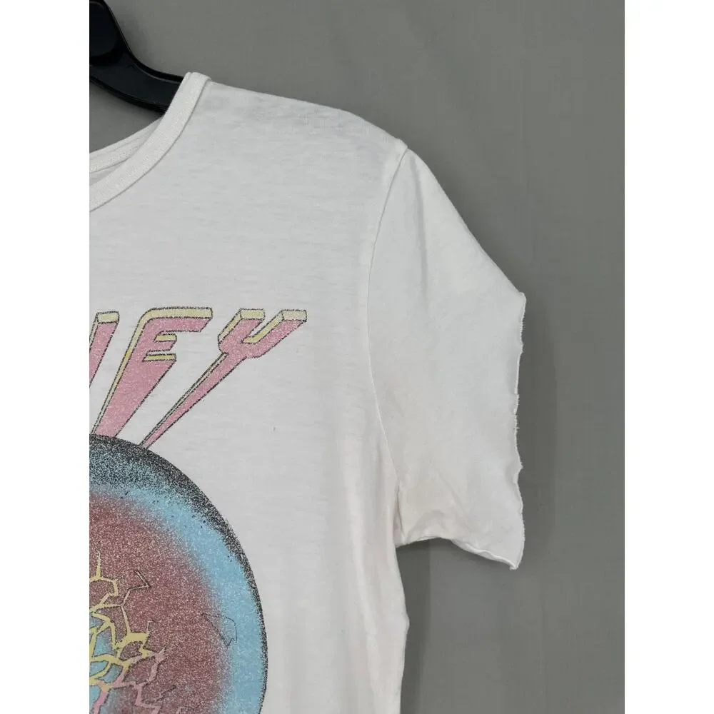 Journey Shirt Womens XS White Graphic Tee Band Music Colorful 80s Houston - Picture 4 of 8